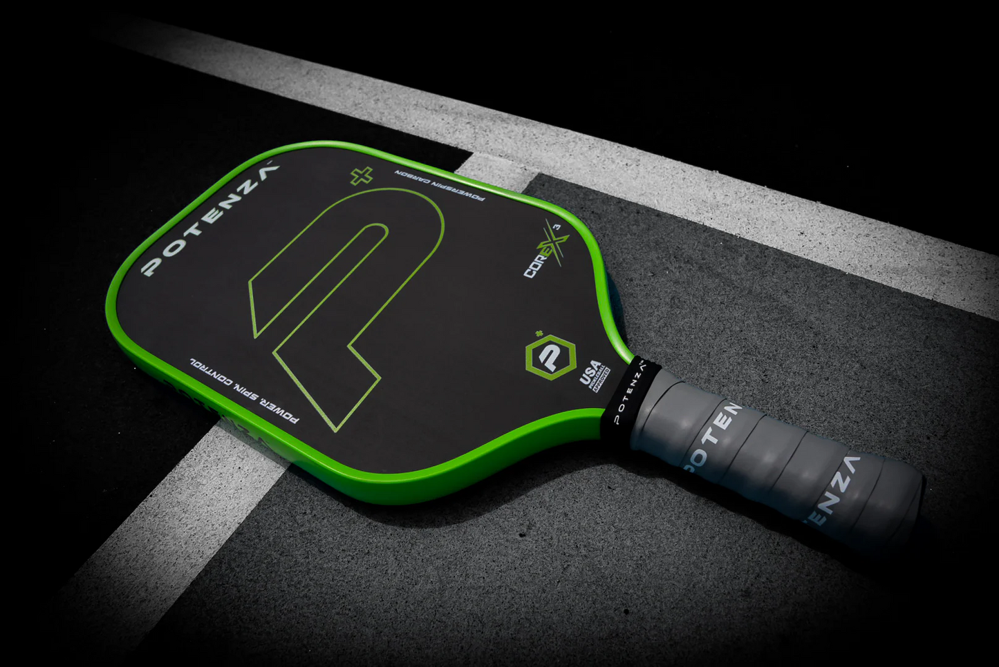 P+ PowerSpin Carbon COREx3 (Neon Green, Elongated Face)